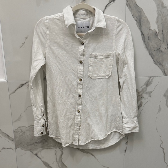 Lola River White Button-Up 100% Cotton Long Sleeve Shirt - Picture 1 of 6